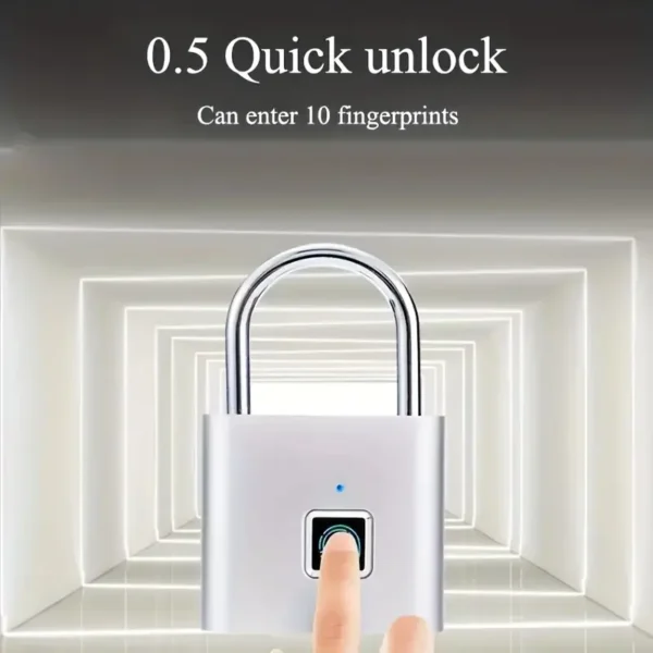 1pc Mini Smart Fingerprint Padlock, Security Door Lock, Antitheft Keyless USB Rechargeable Lock For Suitcase Luggage - Image 2