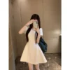 Ashlee - Short Sleeve Round Neck Plain Mini A-Line Dress - Image 3