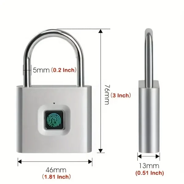 1pc Mini Smart Fingerprint Padlock, Security Door Lock, Antitheft Keyless USB Rechargeable Lock For Suitcase Luggage - Image 12