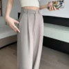 Jaqmine - High Rise Plain Wide Leg Suit Pants (Various Designs) - Image 2