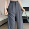 Jaqmine - High Rise Plain Wide Leg Suit Pants (Various Designs) - Image 3