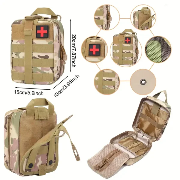 377pcs Ultimate Tactical First Aid Kit - 35 Essential Outdoor Emergency Survival Gear, IFAK Bag with Tourniquet, Scissors, Whistle & More - Portable, Durable for Hiking, Camping, Hunting, Car, Yacht, Travel - Ideal Men's Gift - Image 3