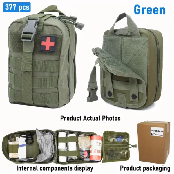 377pcs Ultimate Tactical First Aid Kit - 35 Essential Outdoor Emergency Survival Gear, IFAK Bag with Tourniquet, Scissors, Whistle & More - Portable, Durable for Hiking, Camping, Hunting, Car, Yacht, Travel - Ideal Men's Gift - Image 4