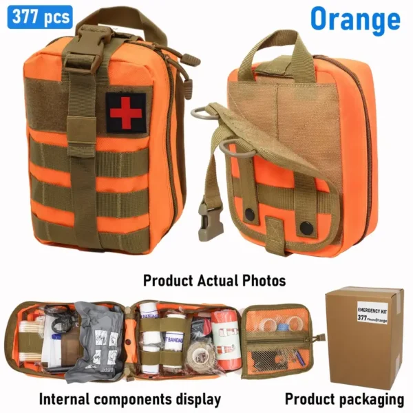 377pcs Ultimate Tactical First Aid Kit - 35 Essential Outdoor Emergency Survival Gear, IFAK Bag with Tourniquet, Scissors, Whistle & More - Portable, Durable for Hiking, Camping, Hunting, Car, Yacht, Travel - Ideal Men's Gift - Image 12